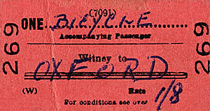 Witney to Oxford bicycle ticket